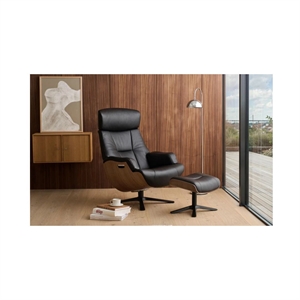 CONFORM - FRIEND LÆNESTOL INKL. FODSKAMMEL - SORRENTO SORT - VALNØD